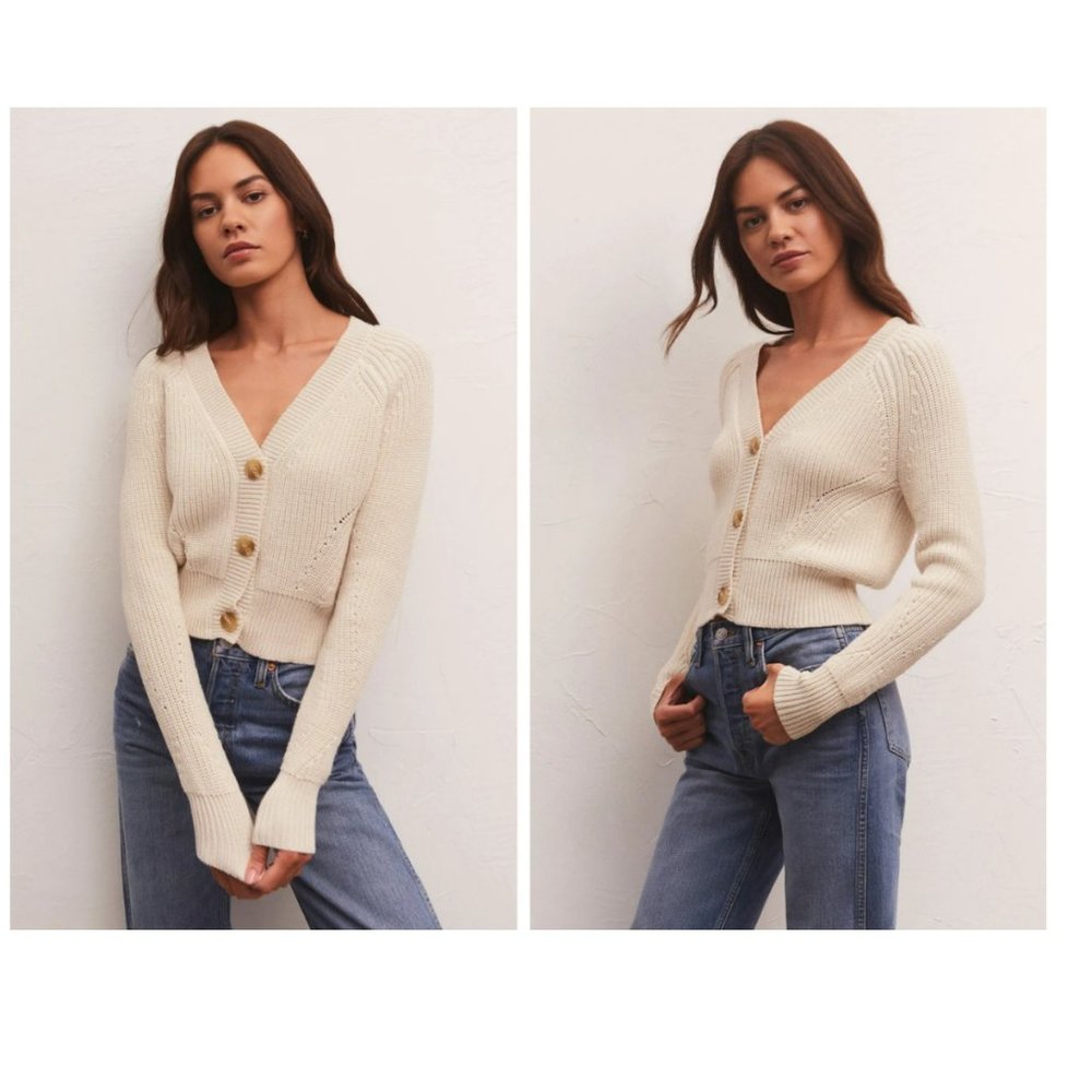 Z Supply - Brit Cropped Cardigan, Size S, Alabaster, NWT